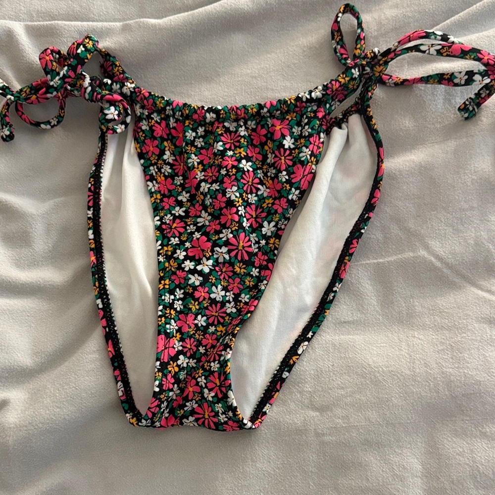 Wild Fable Floral Kids Bikini Bottom - Black and Pink